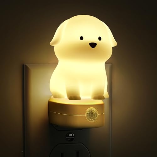3D Puppy Plug-in LED Night Light with Dusk to Dawn Sensor & RGB Colors