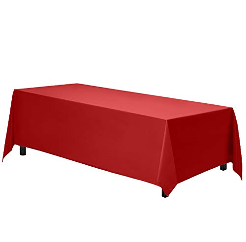 Gee Di Moda Red Rectangle Tablecloth 90 x 132 Inch for 6 ft Tables, Heavy Duty Washable Fabric for Holiday & Events