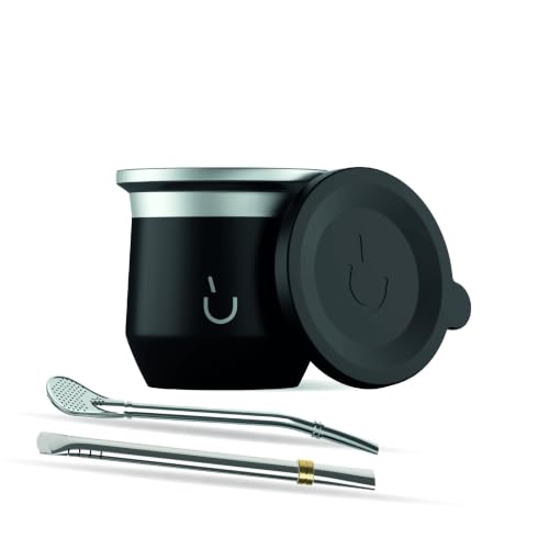 Lanin Vacuum-Insulated Yerba Mate Cup with 2 Bombillas & Brush - Argentinian Tradition