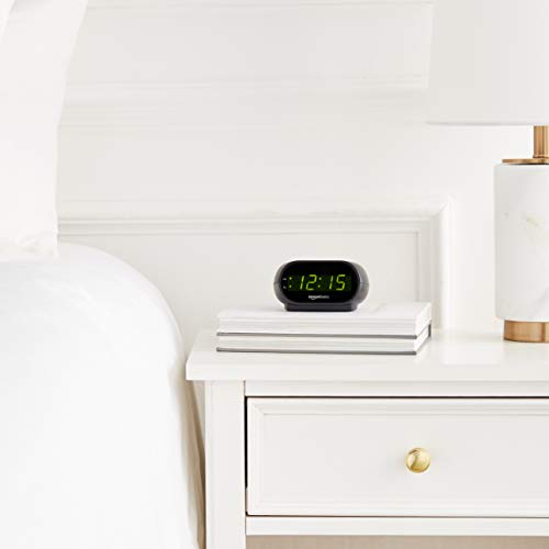 Amazon Basics Small Digital Alarm Clock with LED Display & Nightlight