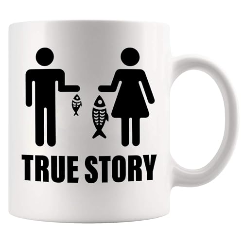 Panvola True Story Fishing Mug 11oz White - Humorous Gift for Women & Anglers