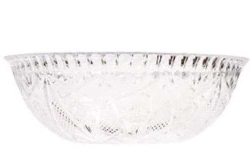 Large Crystal-Clear Plastic Punch Bowl with Elegant Cut Glass Design