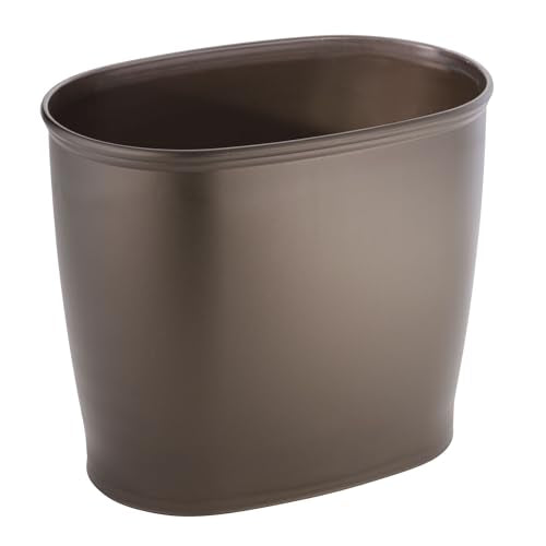 Slim Plastic Trash Can for Bathroom and Office, Bronze 2.1 Gallon