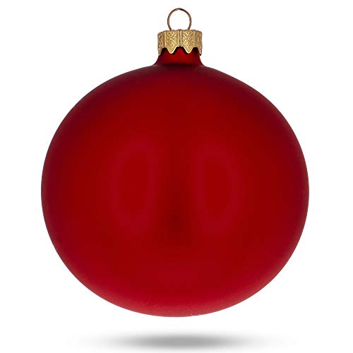 Set of 6 Matte Red Glass Ornaments 3.25 In — Mouth-Blown German Glass