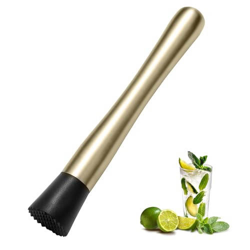 Eispap 8 Inch Gold Stainless Steel Cocktail Muddler & Mixing Spoon Set