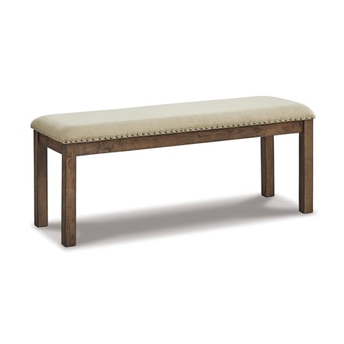 48-Inch Upholstered Dining Bench, Rustic Wood Bench with Nailhead Trim