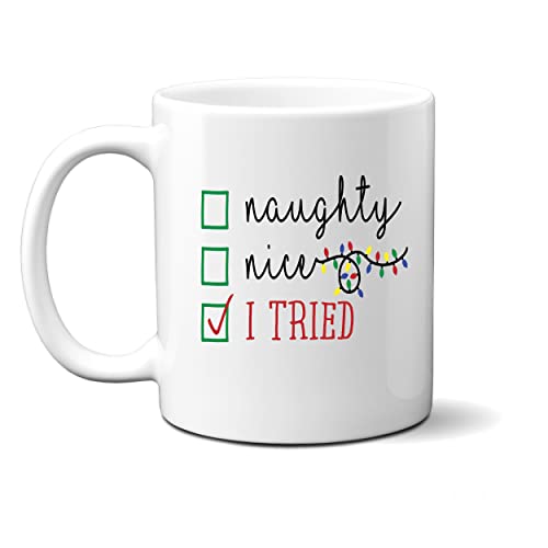 Funny Christmas Mug - Naughty or Nice Coffee Cup - 11oz Ceramic Holiday Gift
