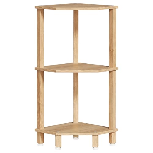 3-Tier Wooden Corner Shelf, Small Freestanding Storage Organizer for Home