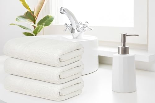 100% Cotton Bath Towels 22 x 44 Inches - 12 Pack Bulk Set White