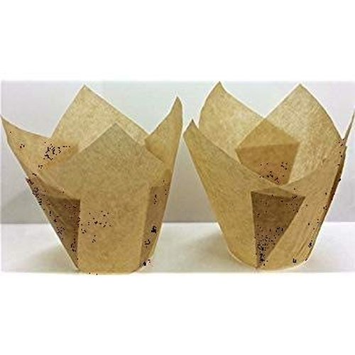200 Pcs Natural Tulip Cupcake Liners [FOOD SAFE MADE IN USA] Durable Large Cupcake Liners for Baking- Elegant, Stylish Muffin Cups Paper Liners- Greaseproof Tulip Baking Cups- Large Size 2 3/4-4 inch