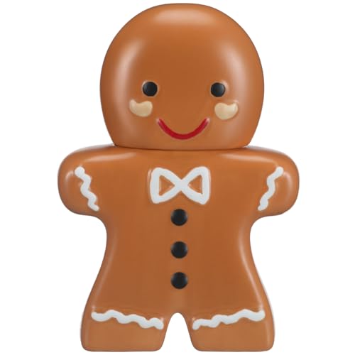 Burbell Gingerbread Man Christmas Cookie Jar - 10 Inch Ceramic Holiday Candy Storage Container
