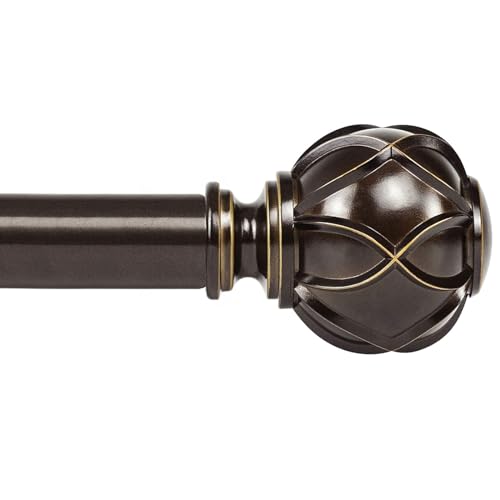 Adjustable Heavy Duty Bronze Curtain Rod for Windows - 7/8 Inch (32-144 Inches)