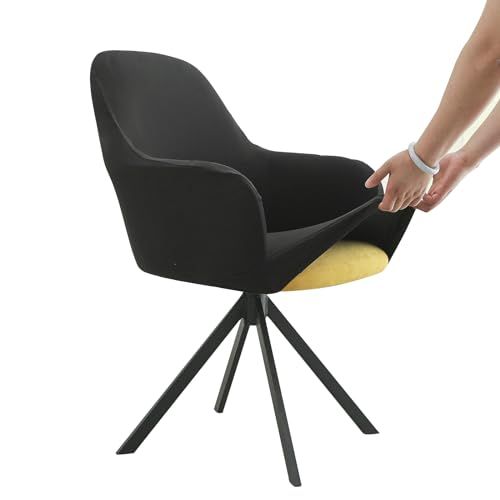 Stretch Swivel Armchair Cover for Dining & Office Chairs, Black