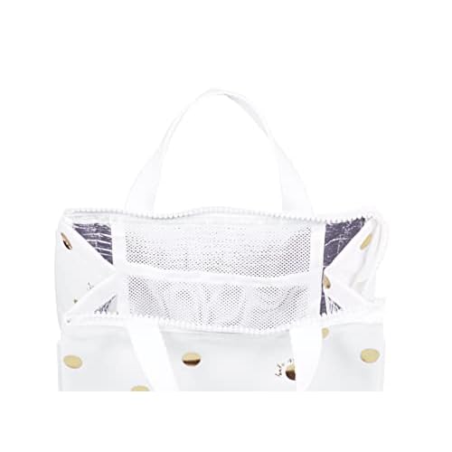 Kate Spade New York Portable Soft Cooler Lunch Bag, Thermal Tote with Silver Insulated Interior Lining and Storage Pocket, Gold Dot with Script