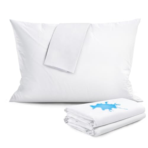 Waterproof Standard Pillow Protectors - 4 Pack, Breathable Cotton Encasements