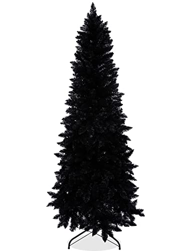 Wabolay 7ft Black Pencil Slim Artificial Christmas Tree - Unlit Narrow Xmas Tree