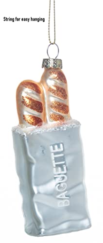 Set of 2 Hand-Blown Glass Baguette Christmas Ornaments
