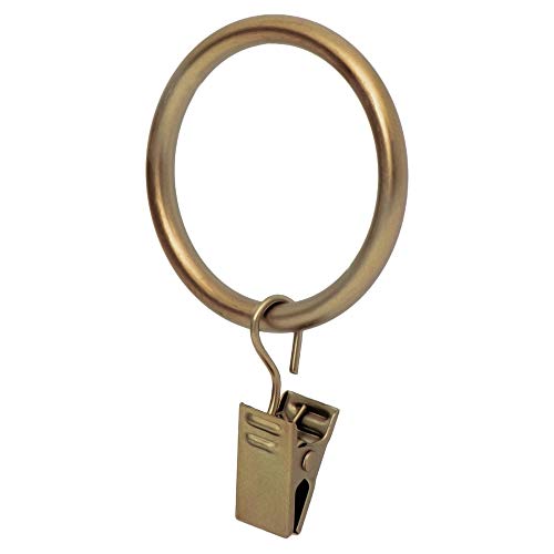 Drapery Curtain Clip Rings - 1.7 Inch Metal Rings with Clips, Set of 14, Warm Gold