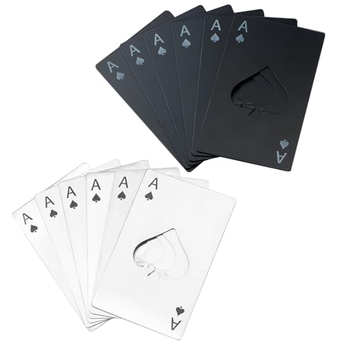 Zhtulck 12Pcs Credit Card Bottle Openers - Stainless Steel Ace of Spades Design, Wallet Size Beer Opener for Parties & Gifts