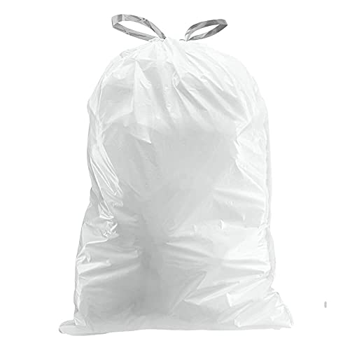 Plasticplace Custom Fit Trash Bags, Compatible with simplehuman Code X (100 Count) White Drawstring Garbage Liners 21 Gallon/ 80 Liter, 26" x 24.5"