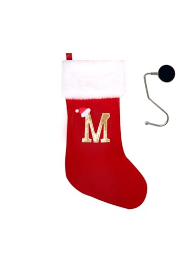 20-Inch Super Soft Plush Monogrammed Christmas Stocking with Red Letter