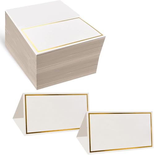 100-Pack Gold Foil Tent Place Cards for Wedding Table Settings 2x3.5 Inch