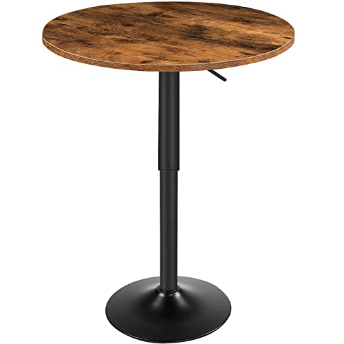 Height-Adjustable Round Pub Table, Modern Small Space Bar Table