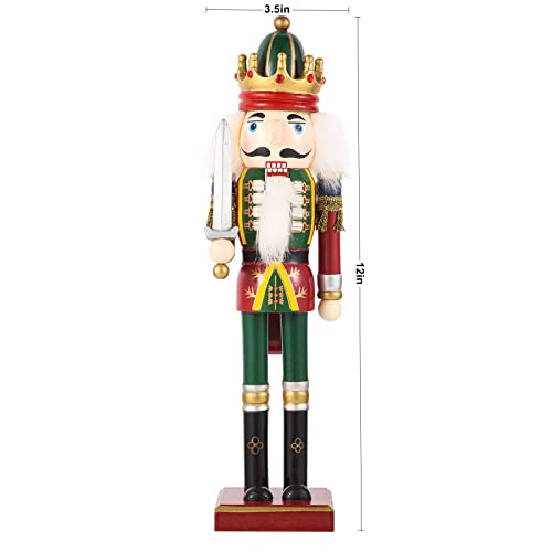12-Inch Traditional Wooden Nutcracker Soldier - Hand-Painted Tabletop Decor