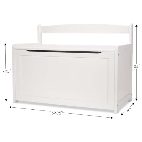 Wooden Toy Storage Chest with Safety-Hinged Lid for Kids Playroom