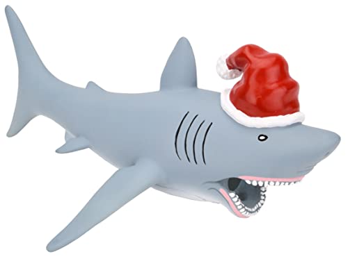 Great White Shark Christmas Tree Topper - 10-Inch Santa Shark Holiday Decor