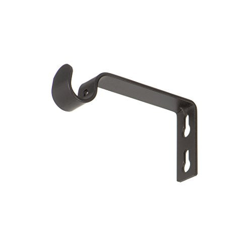 Fixed Curtain Rod Brackets for 1/2 or 5/8 Inch Rods, Antique Black - Set of 2