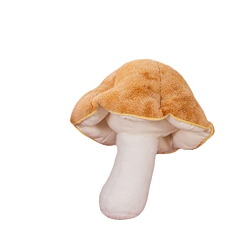 Mushroom Floor Pillow - Soft Plush Decorative Sofa Cushion, 32cm, Khaki