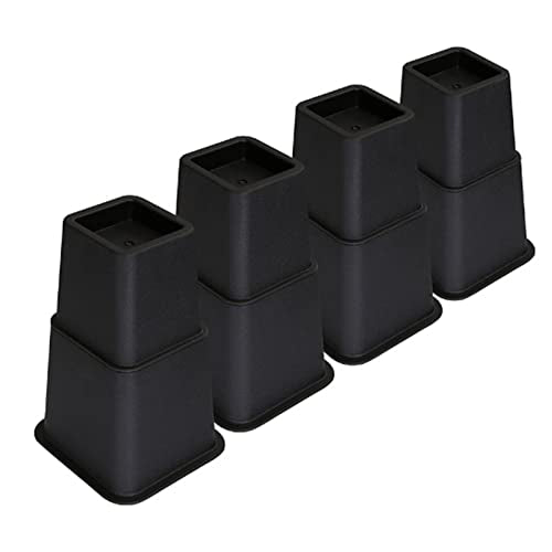Adjustable Bed Risers Stackable 4/6/9 Inch Lifts - 8 Pack - Black+Pink Variation K13