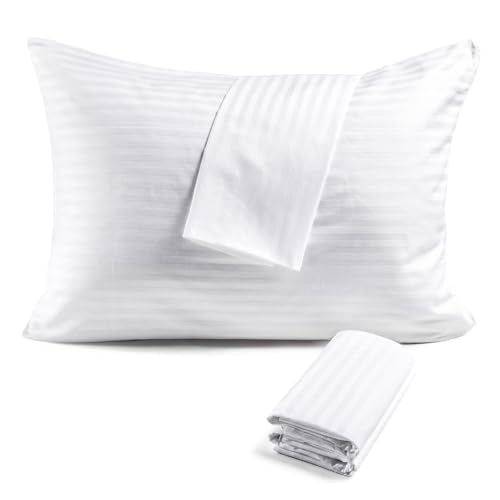FAUNNA 600TC 100% Cotton Zippered Pillow Protectors - Standard 20x26 (4 Pack)
