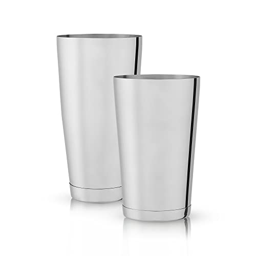 Viski Stainless Steel Shaker Tins for Cold Brew Cocktails, Margarita, Whiskey Sour, Espresso Martini Shaker, Home Bar Accessories, Bartending Tools, Bartender Gifts, 28 oz & 18 oz, Set of 2
