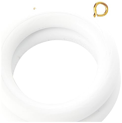 Wooden Curtain Pole Rings with Screw Eye - 45mm Inner Diameter, White (10 Pack)