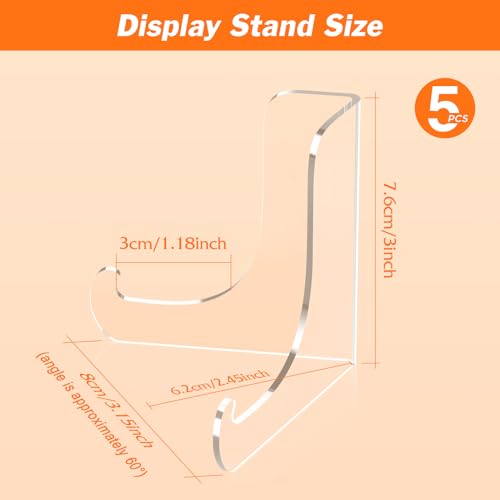 Clear Acrylic Display Stand 3-Inch Easel Holder (5 Pack) for Cards & Photos