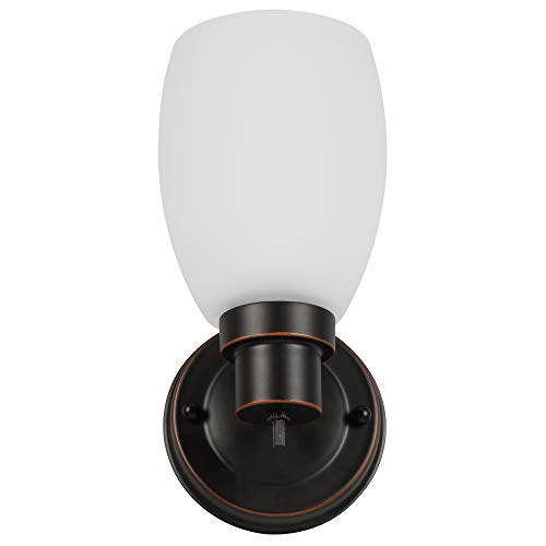 Lydia Wall Sconce, Oil Rubbed Bronze Finish, Frosted Glass Shade, Dimmable with Twist On/Off Switch for Hallway, Foyer, Bathroom ? Design House, 588814-ORB