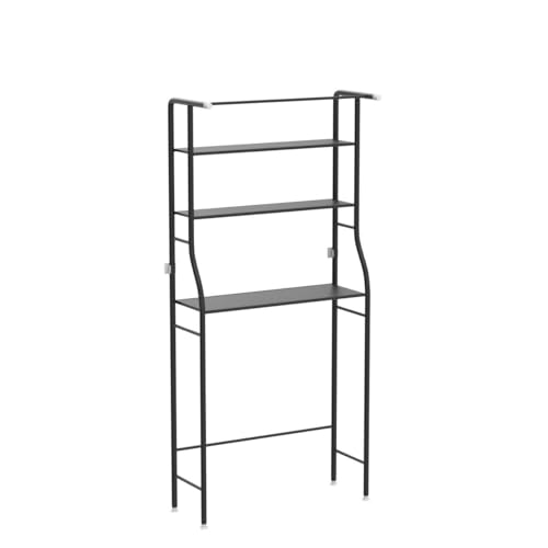 UDEAR Black 3-Tier Over Toilet Storage Rack with Hanging Rod Bathroom Organizer