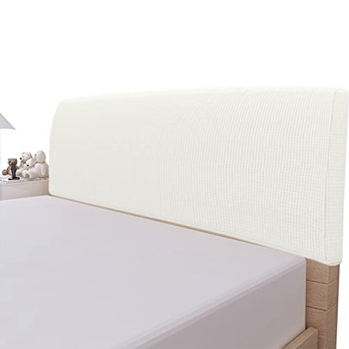 Stretch Jacquard Bed Headboard Cover - King Size, Cream