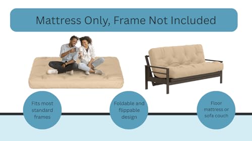 8-Inch Memory Foam Futon Mattress, Full Size, Grey with Cover