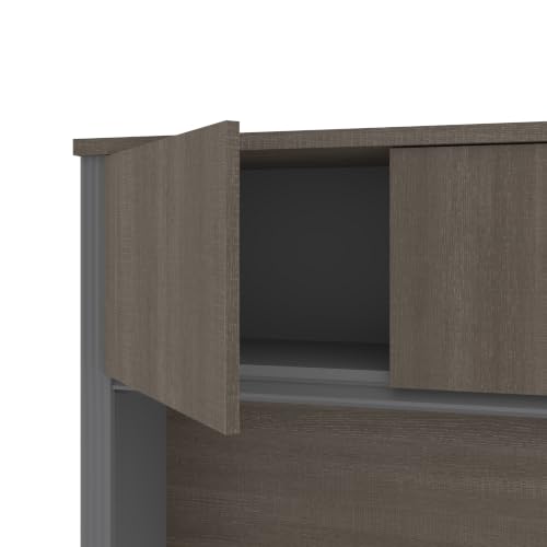 72-Inch Office Desk Hutch with 4 Doors and Wire Management, Bark Grey
