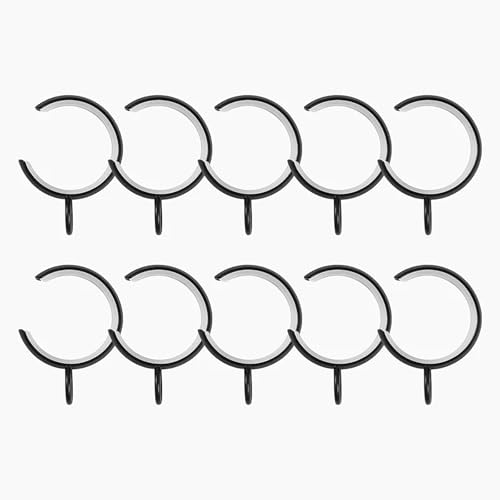 10-Pack C-Shaped Bypass Curtain Rings for 1.25-Inch Rods, Heavy Duty Metal
