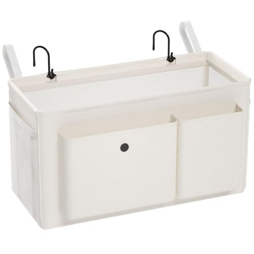 Hanging Bedside Caddy Storage Organizer with Hooks for Dorm Bunk Bed Rail
