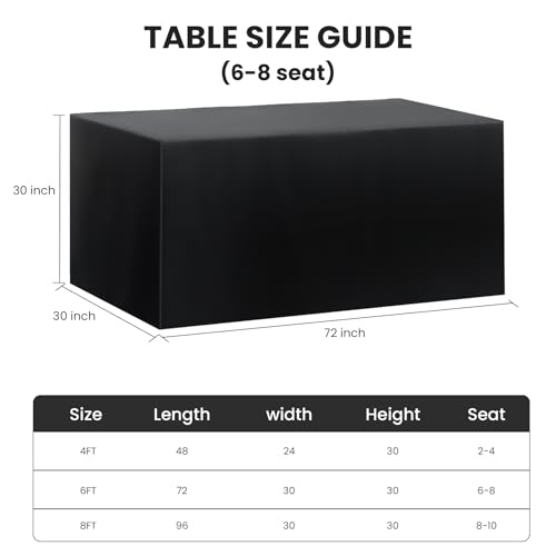 2-Pack Fitted Polyester Tablecloth for 6-Foot Rectangle Tables, Black