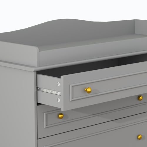 5-Drawer Baby Changing Table Dresser with Storage Shelves, Grey