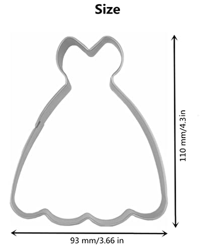 Large Princess Dress Cookie Cutter Model 5 Stainless Steel 4.3in - Reusable Baking Mold
