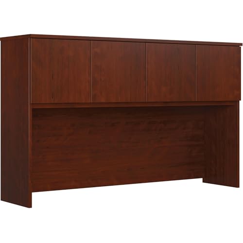 60-Inch Office Desk Hutch with Hidden Storage, Classic Cherry Finish