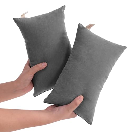 Mini Microfiber Pillows - Set of 2, 7" x 11", Dark Grey for Travel & Support