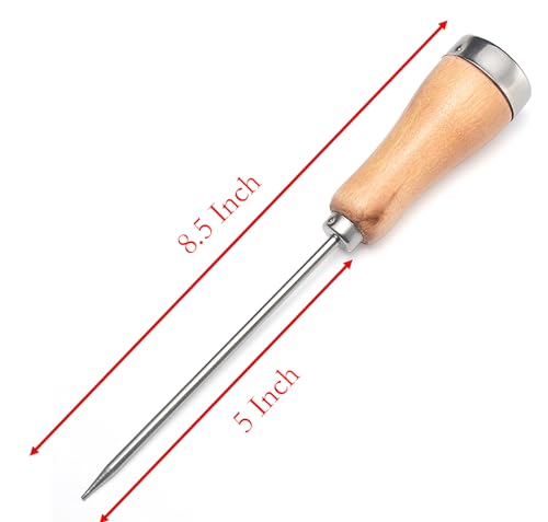 8.5 Inch Stainless Steel Ice Pick with Wooden Handle - Bar & Kitchen Ice Crusher (1 pcs)